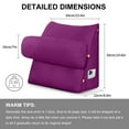 thumbnail image 5 of CJC Velvet Soft Triangular Wedge Pillow with Side Pocket, 3 in 1 Adjustable Bed Reading Pillow Bedrest Lumbar Neck Back Support Cushion, Purple, 5 of 9