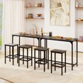 thumbnail image 4 of Patiojoy Bar Table and Chairs Set, 47.5" Rectangular Pub Table with 2 Stools Counter Height Table Set Gray, 4 of 9