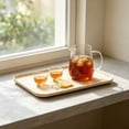 thumbnail image 6 of JHyouerji Imitation Wood Grain Plastic Serving Tray 17x12in Anti Slip Raised Feet Fruit Snack Storage Platter Stackable Kitchen Dinner Tray, 6 of 7