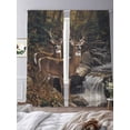 thumbnail image 3 of Forest Deer Semi Sheer Window Curtains 84 Inches Long, Farmhouse Vintage River Elk Rod Pocket Voile Silky Chiffon Curtain Light Filtering Drapes for Living Room, Kitchen, Bedroom, 52"x84", 2 Panels, 3 of 9