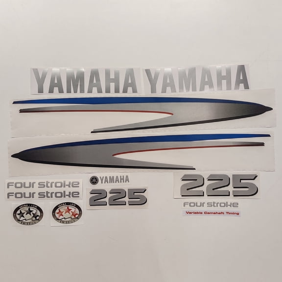 411 Decals Aftermarket Replacement for Yamaha 225 Four Stroke Silver (2002-2006) Outboard Decal Sticker Set