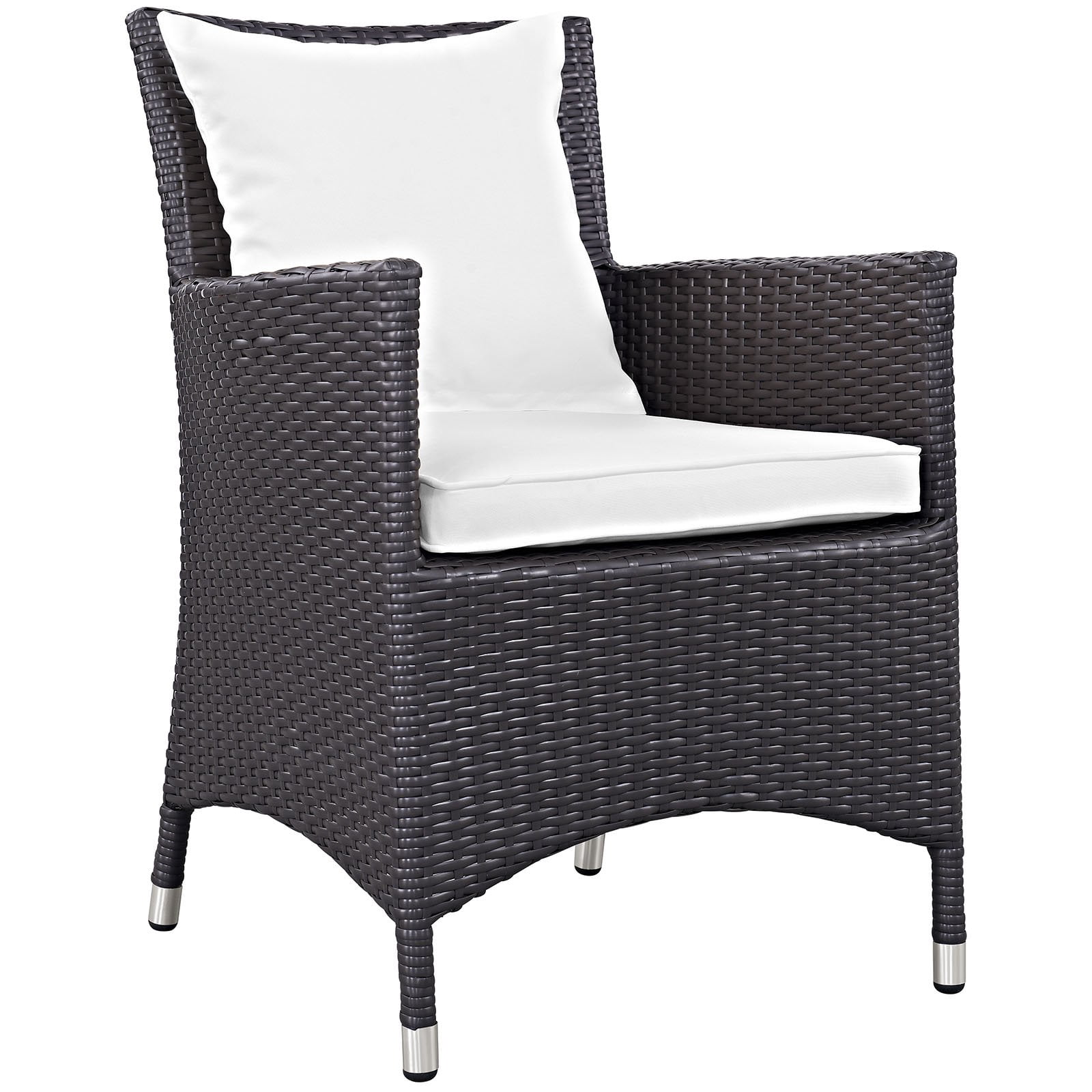 Modway Convene 2-Piece Aluminum and Rattan Patio Dining Chairs - Espresso/White