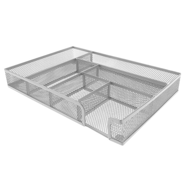 CRILSTYLEO Caja Organizadora De Metal Con Compartimentos Múltiples Para Almacenamiento De Escritorio Plateada
