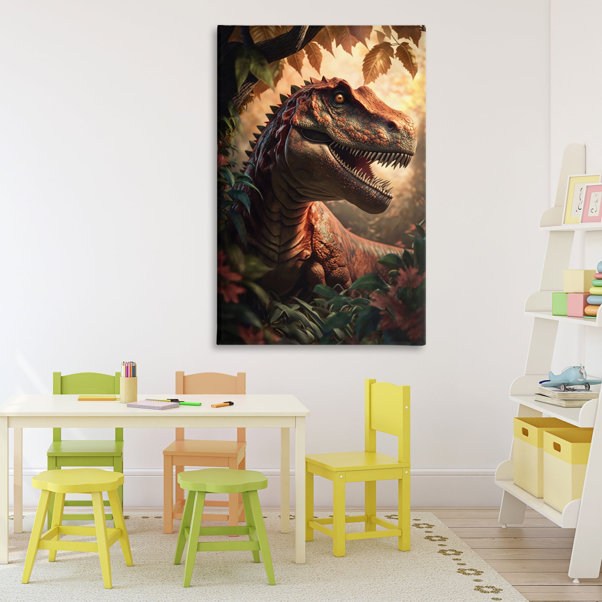 Stupell Industries Jungle Raptor with Ancient Foliage Canvas Wall Art, design by Creative Studio