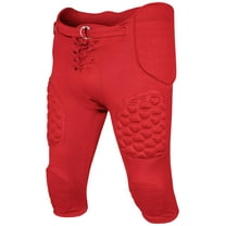 Exxact Sports Adult Integrated Football Pants | Bubble Pro Pads (Adult) (Medium, Scarlet with High Rise Hip Pads)