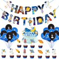 thumbnail image 1 of Set, Astronaut Birthday Theme Party Kit, Astronaut Flag Theme Birthday Party Cake Flag Balloon Supplies, Pull Flag, 20 Balloons, 13 Cake Forks (12 Small And 1 Large), 1 Flat 10m/393.7in Ribbon, Party, 1 of 4