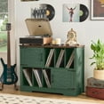 thumbnail image 5 of LELELINKY Record Player Stand, Mid Century Turntable Table with Record Storage, Vinyl Record Storage Cabinet, Green, 5 of 7