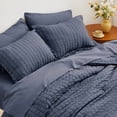 thumbnail image 5 of Seersucker Navy Blue Twin XL Comforter Set, 5-Piece All Season Lightweight Bed in a Bag Bedding Set with Comforter, Flat Sheet, Fitted Sheet, Pillowcase and Sham | Soft,Breathable, Lightweight, 5 of 7