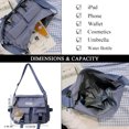 thumbnail image 4 of Sunyuer Kawaii Multi Pocket Canvas Messenger Bag, Waterproof Nylon Crossbody Shoulder Bag, Casual Large Capacity School Tote Bag for Travel Daily Use, 4 of 7
