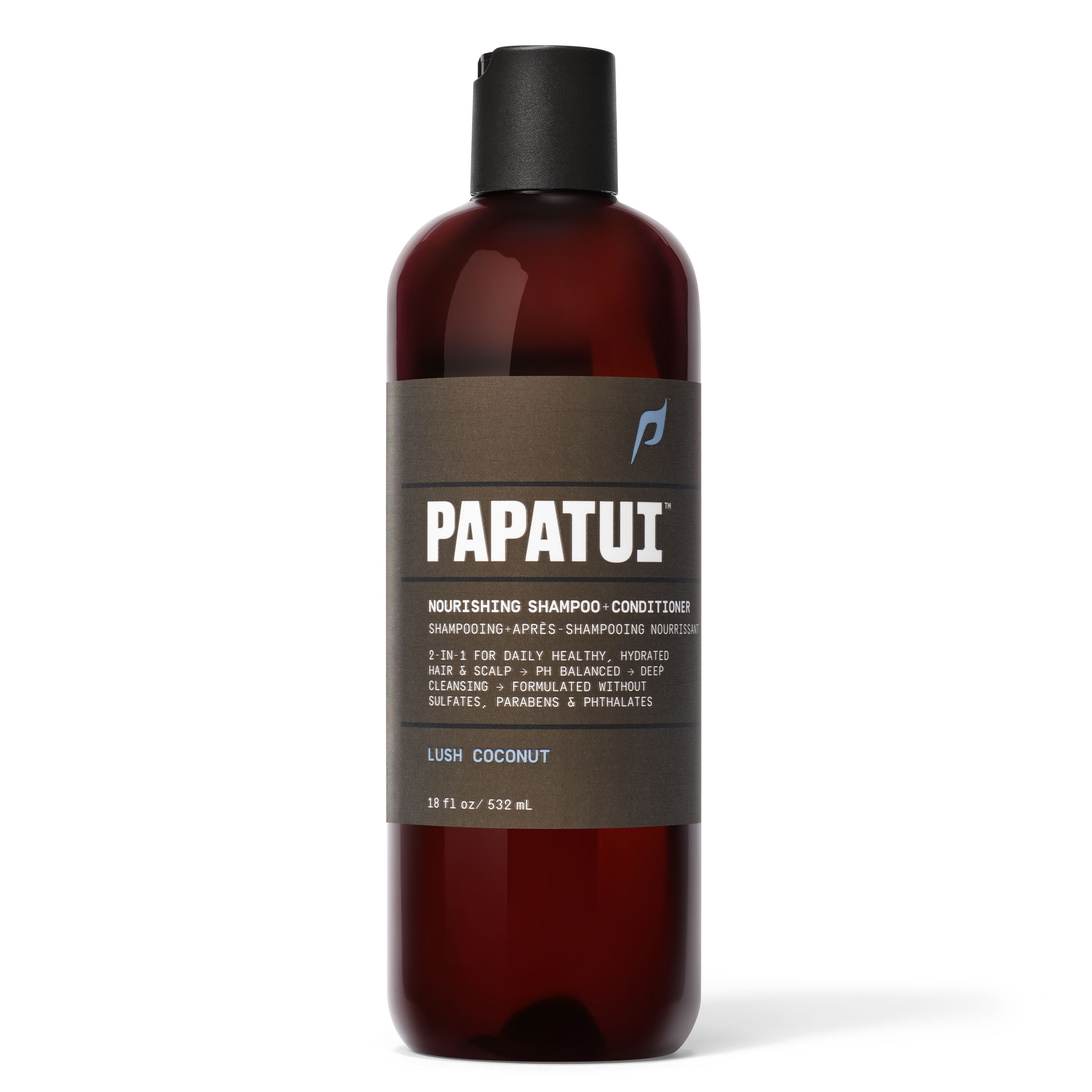 Papatui Nourishing Men's Shampoo and Conditioner 2-in-1, Lush Coconut, 18 fl oz