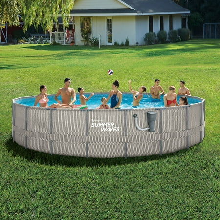 Summer Waves - Active 20 Ft x 48 In Above Ground Frame Swimming Pool Set with Pump - Gray