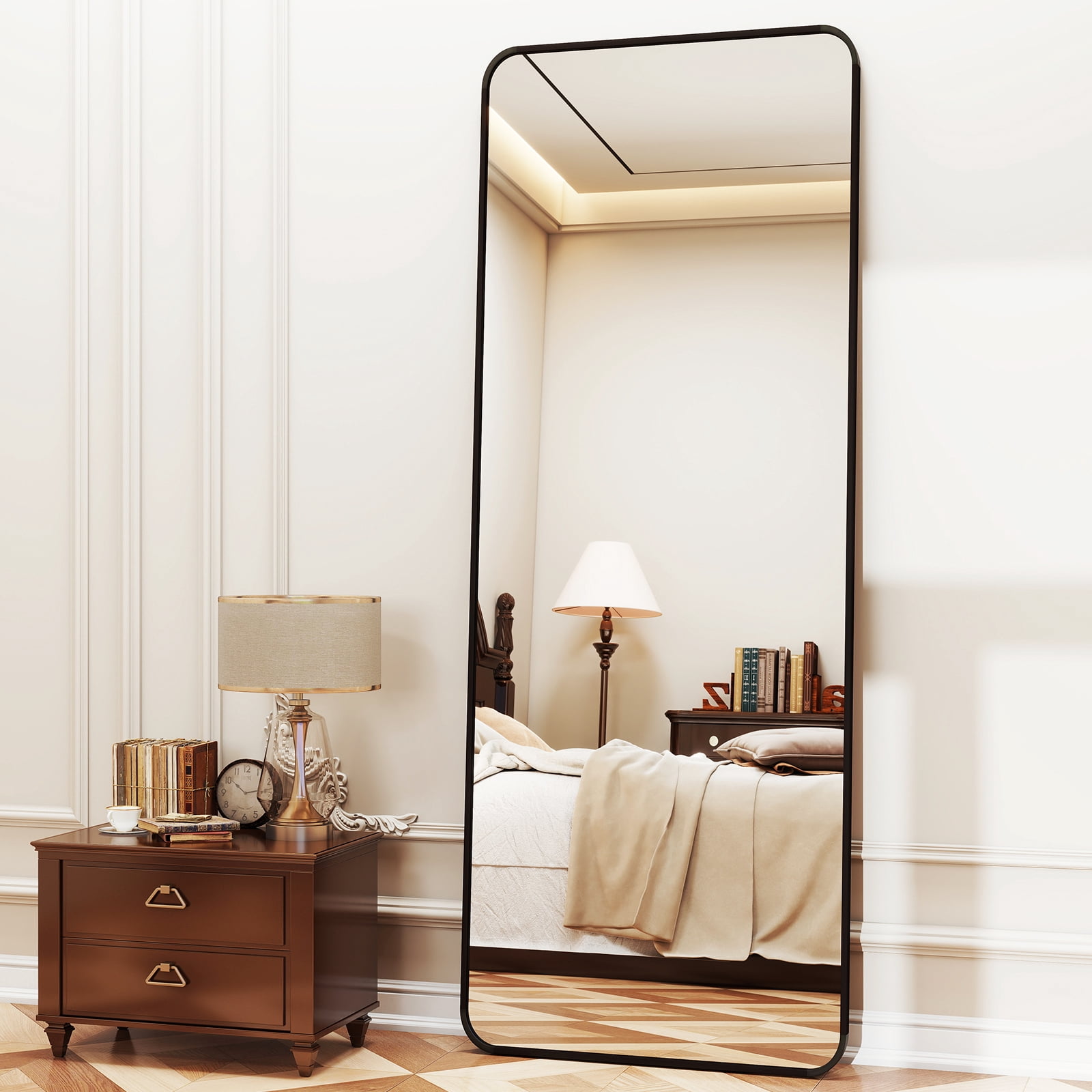 Mirstory 71"x 26.2" Full Length Mirror Standing Full Body Mirror with Rounded Corners, Black