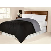 Mainstays Solid Reversible Comforter, Black/Gray