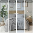 thumbnail image 3 of Madison Park Arya Embroidered Medallion Faux Fur Ultra Plush Comforter Mini Set, King/Cal King - Grey, 3 of 14
