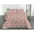 thumbnail image 2 of Ambesonne Floral Quilted Coverlet 3 Pcs, Circular Flower Silhouette, Queen Size, Dried Rose Blush and Pink, 2 of 4