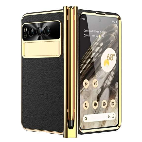 for Google Pixel Fold Case with Built-in Tempered Glass Screen Protector, Full Body Hinge Protection Shockproof Case with Pen Slot