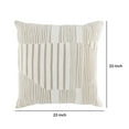 thumbnail image 5 of 22 Inch Square Accent Throw Pillow, Hand Embroidered Linear Patterns, Ivory, 5 of 5