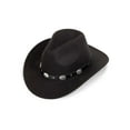 thumbnail image 2 of PULLIMORE Western Cowboy Hat for Men Women Felt Classic Roll Up Fedora Hat with Buckle Belt (Black), 2 of 11