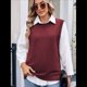 thumbnail image 4 of Suéteres de Punto para Mujer, Cuello Redondo, Lazo, Color Liso, Botones y Abertura Lateral, 2025 Vino Tinto M, 4 of 9