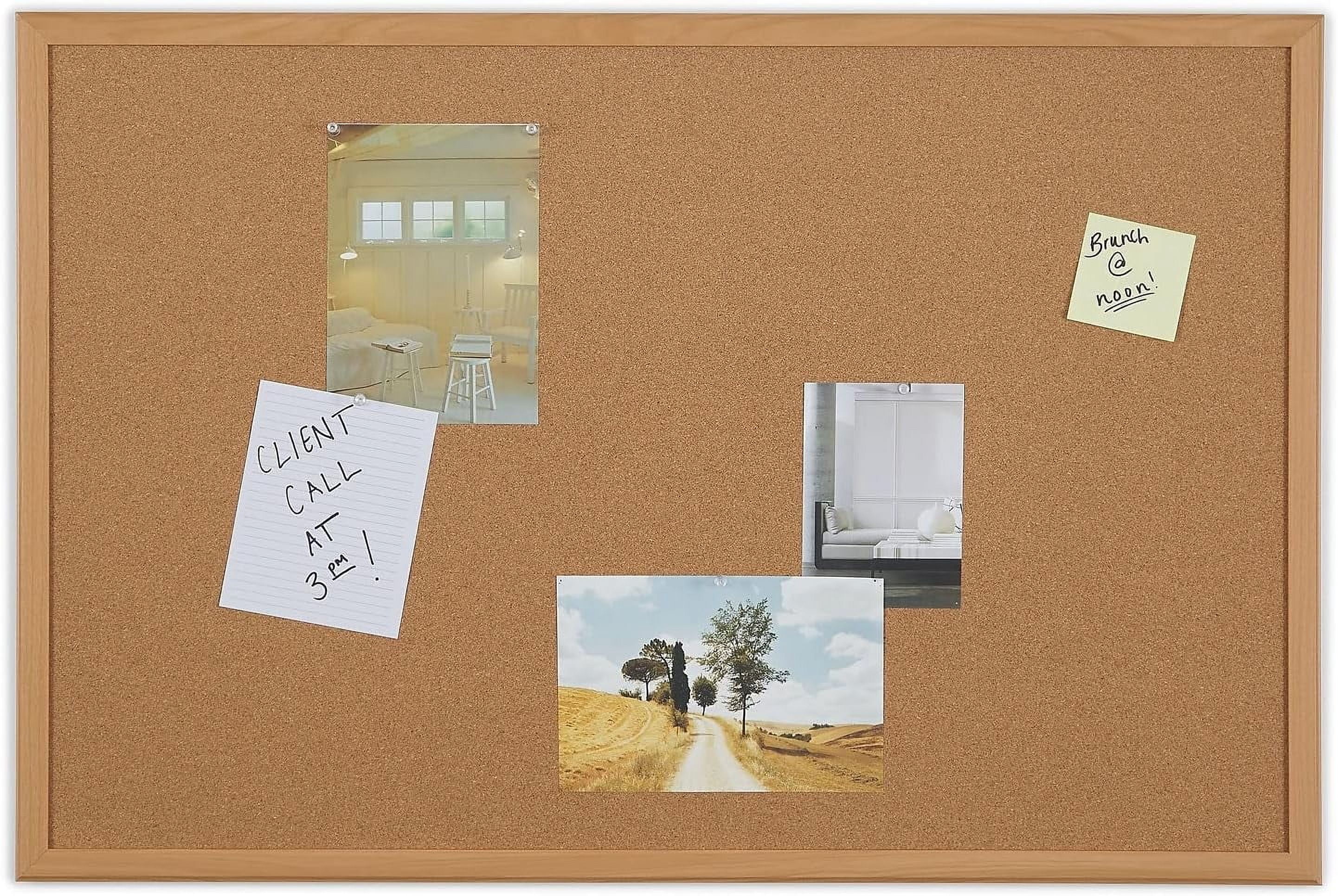 Cork Bulletin Board, 3 x 2 Feet, Oak Frame, Vertical or Horizontal Mount, Self-Healing Surface