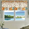 thumbnail image 3 of Orange Pumpkins Fall Farmhouse Short Window Curtain Valances, Thanksgiving Maple Leaf Sunflower Autumn Rod Pocket Kitchen Valances for Living Room Bedroom Bathroom Cafe 54" x 18", 3 of 8