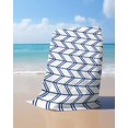 thumbnail image 4 of Boho Blue Beach Towels Oversized Super Absorbent, White Chevron Stripes Abstract Geometric Lightweight Bath Towel Quick Dry Sets For Bathroom/Pool/Rv Camping/Beach Play/Gym Room/Picnic 23"x47", 4 of 8