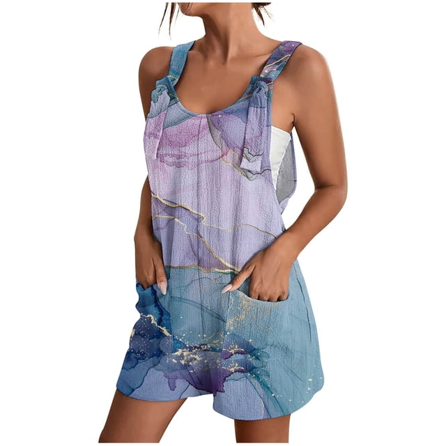 Trajes de Mujer Casual, Verano Impreso Cremallera Correa de Camisola Traje Corto Hecho de 90% Poliéster 10% Spandex, Trajes Cortos para Mujeres