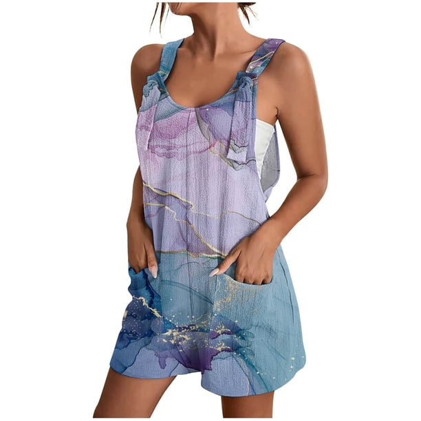 Trajes de Mujer Casual, Verano Impreso Cremallera Correa de Camisola Traje Corto Hecho de 90% Poliéster 10% Spandex, Trajes Cortos para Mujeres