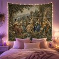 thumbnail image 2 of Garden Concert with Instruments Beside Stream, Nostalgic Vintage Style for Music Lovers, Classical Wall Art, Housewarming Gift, Tapestry Wall Hanging for Living Room and Study Room, 2 of 7