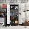 thumbnail image 5 of HUAXRON Metal Rolling Garage Storage Cabinets with Hanging Rod and 5 Pegboards, Steel Utility Tool Storage Cabinets with 4 Shelves & Locking Doors,  Assemble Required, 5 of 13