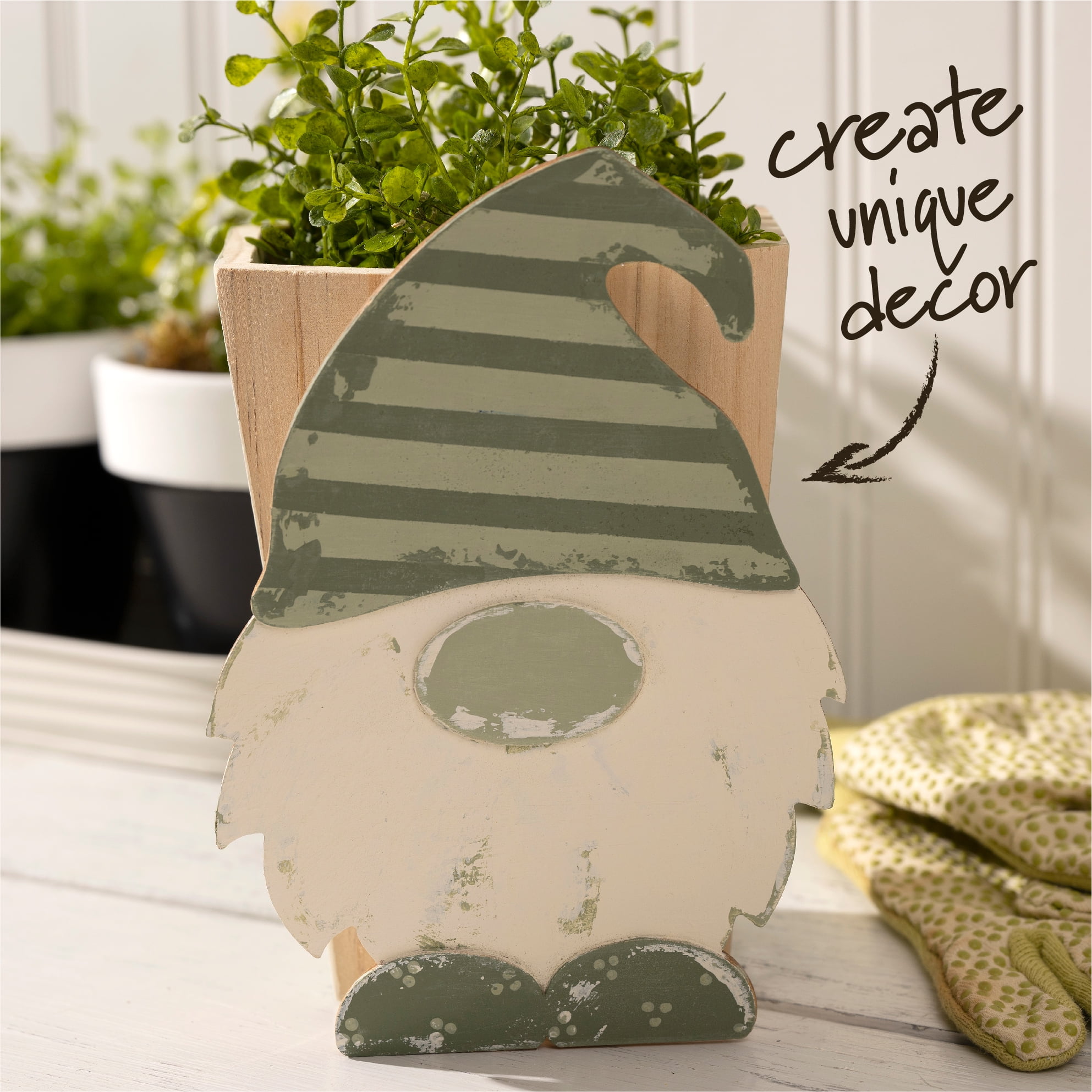 Plaid Surfaces Layered Wood Shape, Gnome
