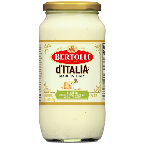 Bertolli d'Italia Wine Alfredo Pasta Sauce, Authentic Tuscan Style Pasta Sauce Made in Italy, 16.9 oz