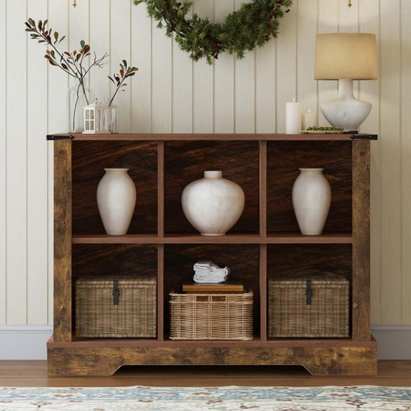 Cube Storage Organizer, Wood Cube Bookshelf with LED Lights, Horizontal Storage Cubes,  Bookshelf, Display Cabinet Cubby Shelf for Living Room Home Office Bedroom, Brown