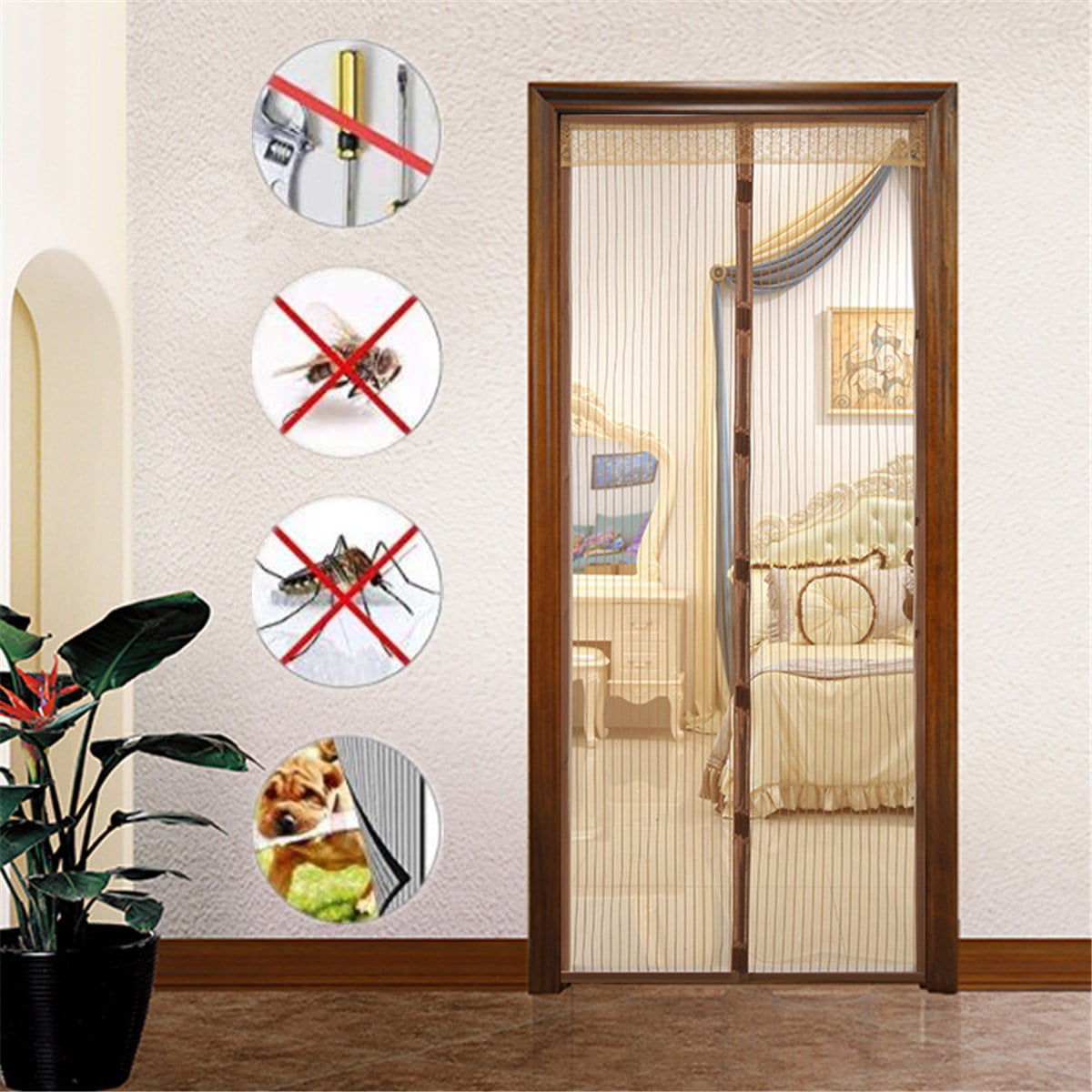 Magnetic Door Net Hands-Free Mosquito Screen Mesh Anti Bugs Fly Insect Curtain 