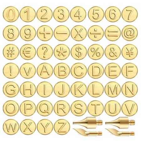 

DIY Wood Leather Set 56 Letter Copper Number Soldering DIY Wood Carving Tip Set Wood Tips Embossing Stamp Template HOME@%1246