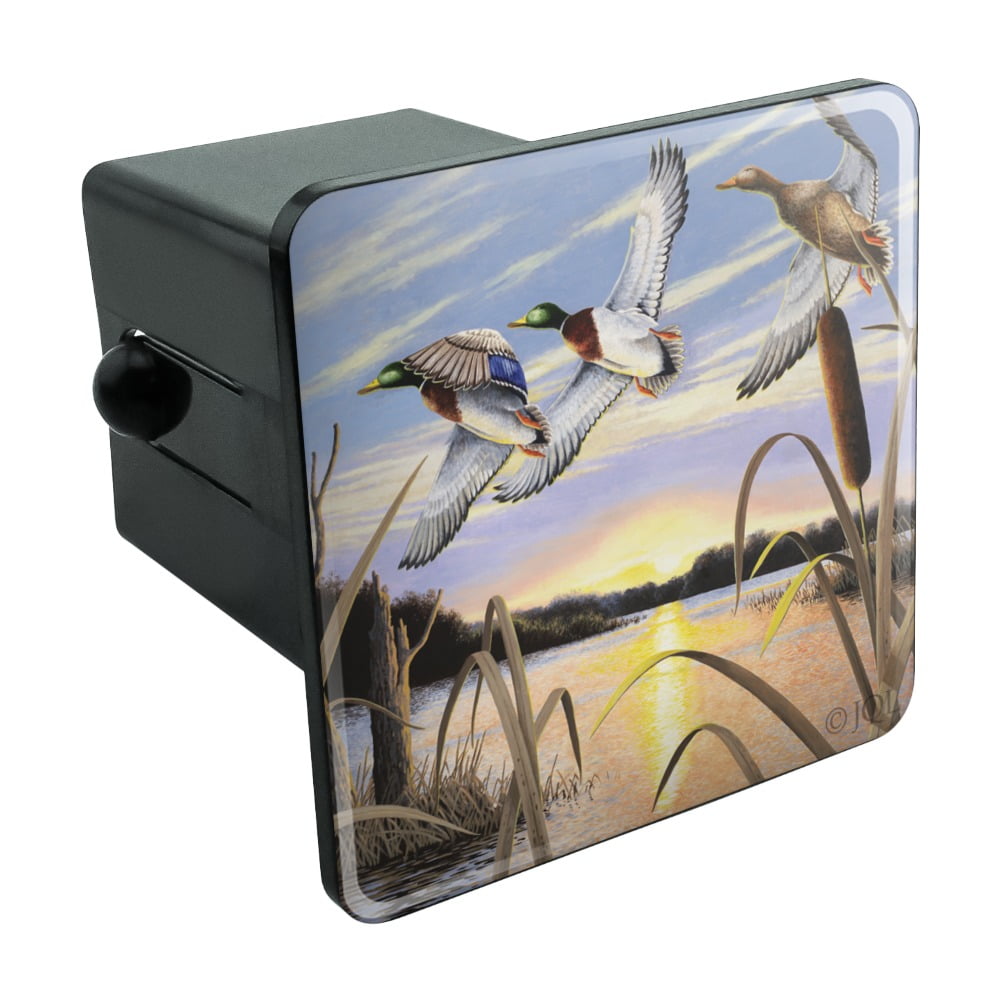 Mallard Ducks Flying Over Pond Lake Painting Tow Trailer Hitch Cover