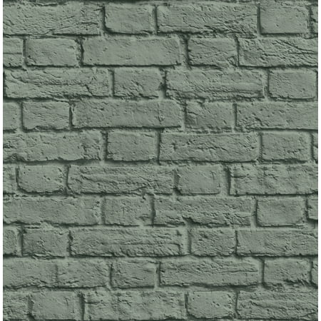 - Brewster Cologne Green Painted Brick Wallpaper