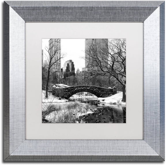Trademark Fine Art "Gapstow Bridge Central Park" Canvas Art by Philippe Hugonnard, White Matte, Silver Frame