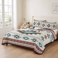 thumbnail image 2 of Twin Quilt Set 68''x86'', Boho Southwest Lightweight Summer Bedspread Coverlet Set with 2 Pillow Shams, Bohemian Country Geometric Motifs Breathable All Season Quilt Bedding for Dorm/Bedroom, 2 of 9