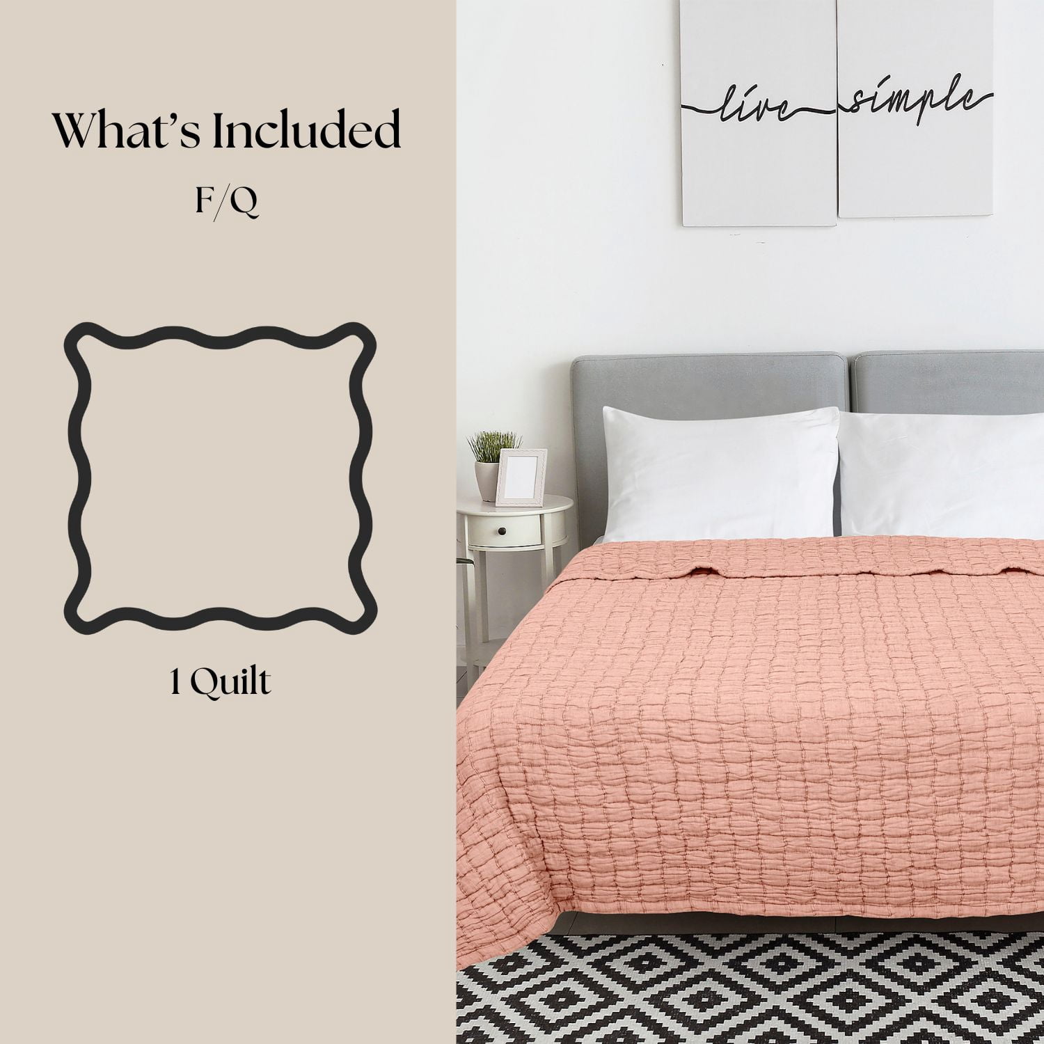Mainstays Check Matelasse Quilt, Terracotta, Full/Queen