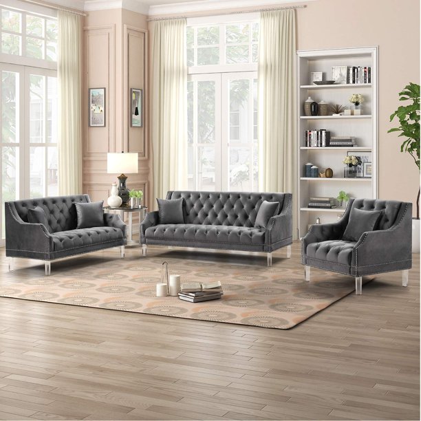 Morden Fort Living Room Couches Fabric Dutch Velvet, Chair, Loveseat