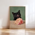 thumbnail image 3 of [UNFRAMED] Black Cat Eating Cake Poster - Whimsical Funny Wall Art, Pink Strawberry Cake Print, 3 of 5