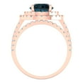 thumbnail image 4 of Clara Pucci 18K Rose Gold Round Cut 2Ct Natural London Blue Topaz Engagement Ring + Matching Band - Luxury Box Included, 4 of 7
