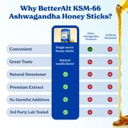 Better Alt KSM 66 Ashwagandha Honey Sticks |Organic Multiflora Himalayan Honey |1 Month Dietary Supplement