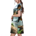 thumbnail image 2 of Disketp Lake Forest Dinosaur A para Vestido de Manga Corta para Mujeres, Vestidos de Verano para Mujeres, Casual y Holgado para la Playa, 2 of 6
