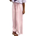 thumbnail image 2 of Womens Pants Colorblock Stripe Print Trousers Loose Straight Casual Summer Fall Work Pants Women Pink S, 2 of 5