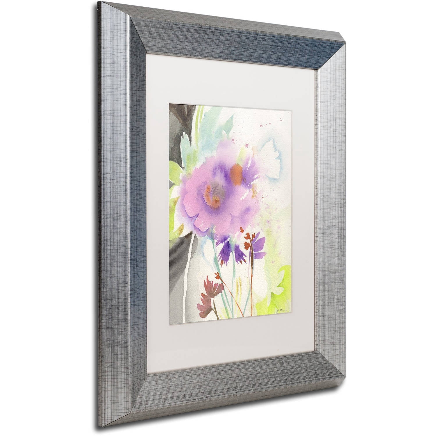 Trademark Fine Art "Mauve Garden Shadows" Canvas Art by Sheila Golden, White Matte, Silver Frame