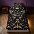 thumbnail image 4 of Homewish Bohemian Butterfly Twin Sheets, Mushroom Flower Bedding, Moon Print Decor, 3-Piece, 1 Flat Sheet, 1 Fitted Sheet and 1 Pillowcase, 4 of 6
