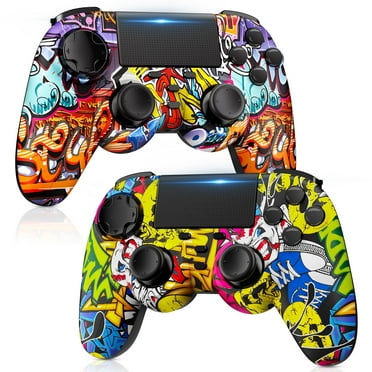 2 Pack Wireless Controller Compatible with P4/Slim/Pro/P-4, with USB Cable/Dual Vibration/6-Axis Motion Control/3.5mm Audio Jack/Multi Touch Pad