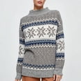 thumbnail image 3 of Felirenzacia Womens Gray and Blue Boatneck Long Sleeve Sweaters, White Snowflakes Knit Pullover Jumpers Top for Christmas Gift,Gray,M, 3 of 4